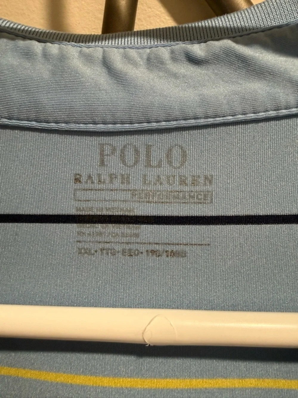 Polo by Ralph Lauren Sky Blue Polo with Navy and Yellow Stripes Size XXL